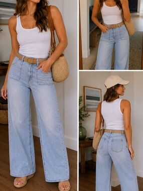 Lucky Vintage Wide Leg Jeans 12/31 Light Wash High Rise Utility
